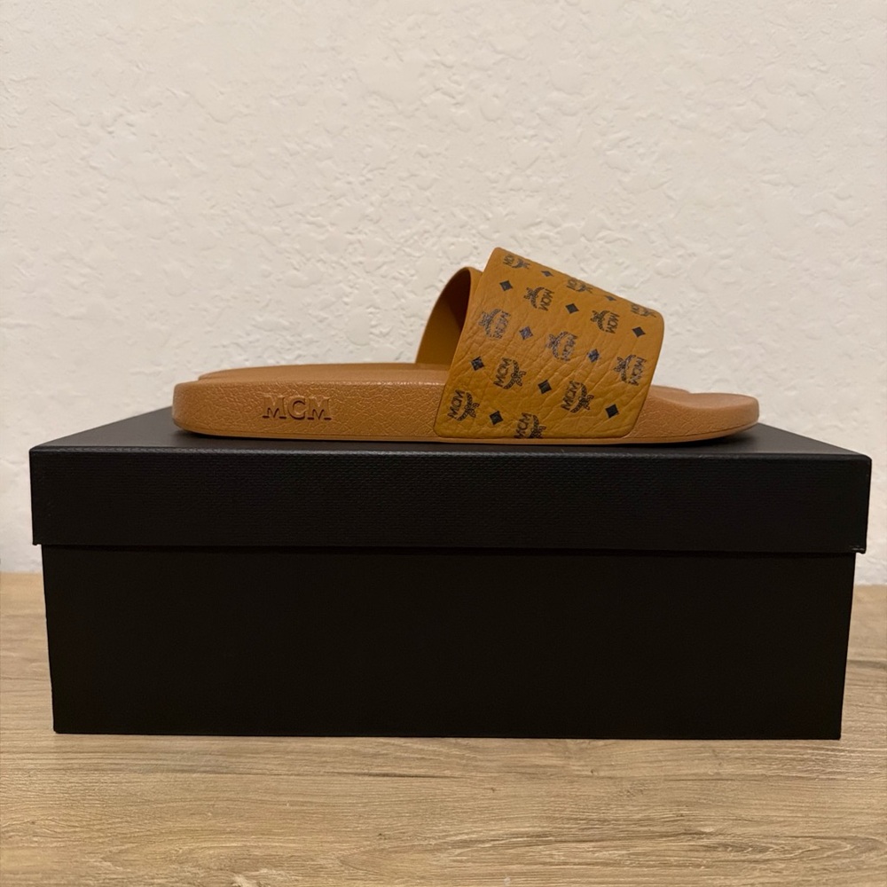 MCM Monogram Slide Sandal Cognac (Men) Size 12US